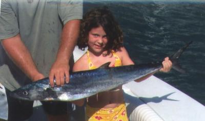 Savannah Ward - age 7 with a kingfish she caught on Sunday.